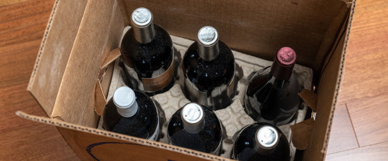 Wine Bottles in an open Delivery