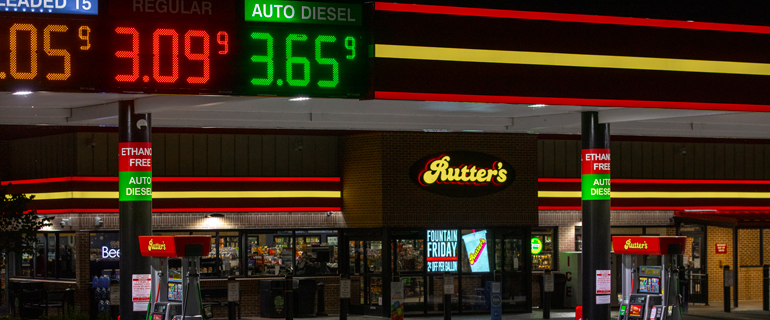 Rutter's Forecourt at Night