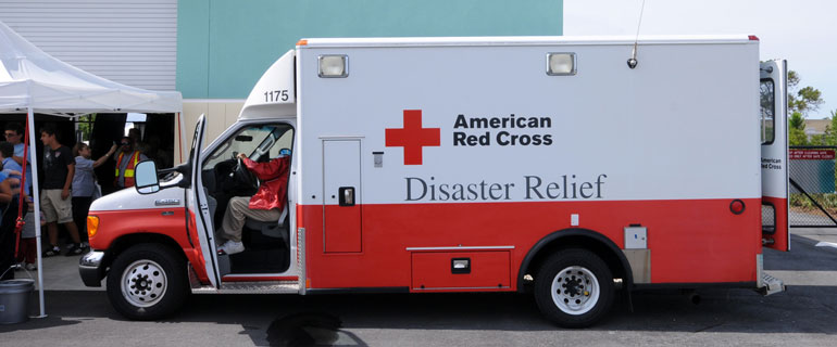 Red Cross Vehicle Bringing Relief