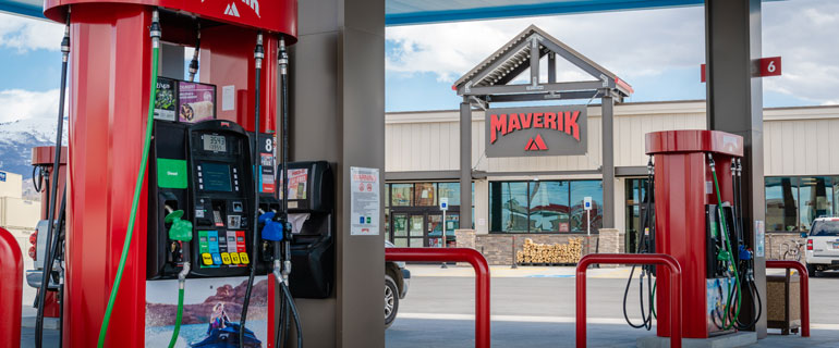 Maverik Convenience Store Forecourt with Gas Pumps