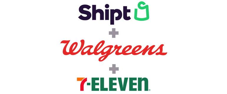 Walgreens, 7-Eleven, and Shipt Logos
