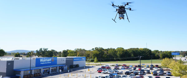Walmart with a Drone above