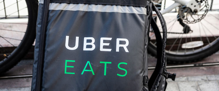 Uber Eats bag on a bike