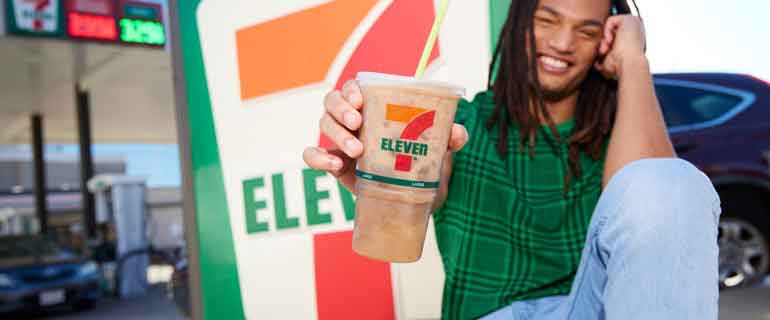 7-Eleven Customer with Iced Coffee