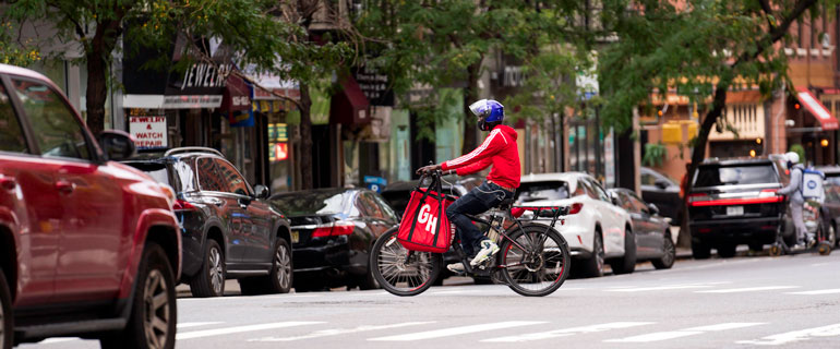 Grubhub Delivery Person Delivering Food