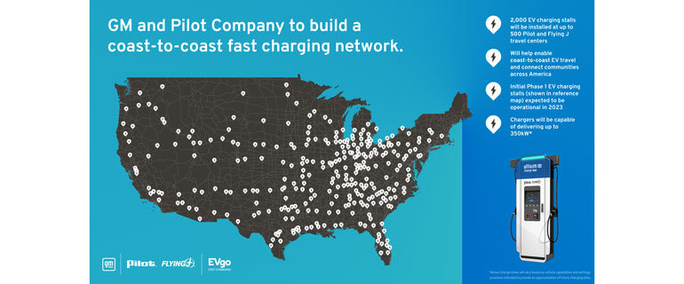 Network Map of Planned GM and Pilot EV Charging Locations