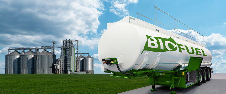 Biofuel tank loaded for a truck delivery