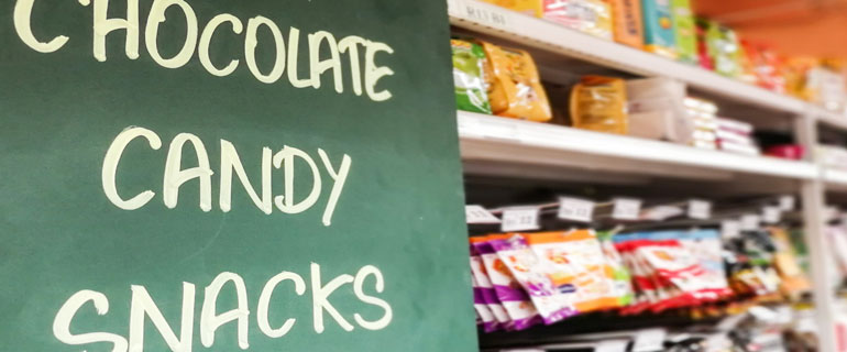 Chocolate Candy Snacks Sign