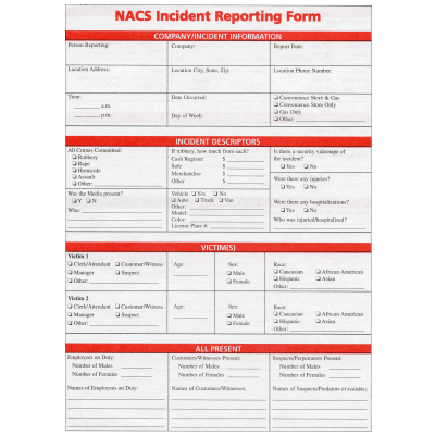NACS Robbery Deterrence - Incident Reporting Form
