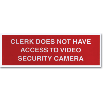 NACS Robbery Deterrence - Clerk Does Not Have Access to Video Security Camera (Back Adhesive Decals)
